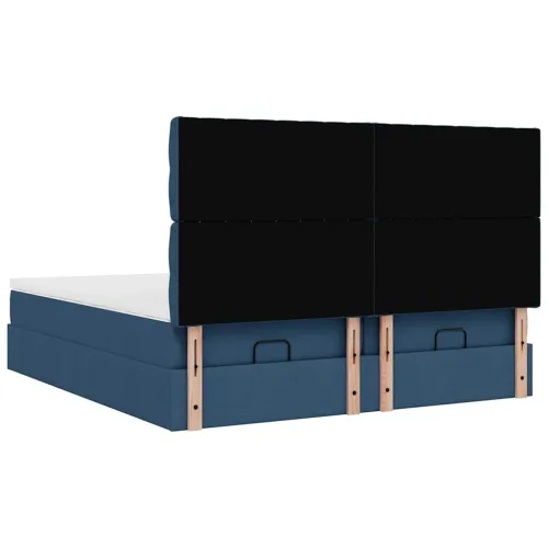 otoman okvir kreveta s madracima plavi 200x200cm tkanine - Plava 200 x 200 cm Dizajn s gumbima Cijena