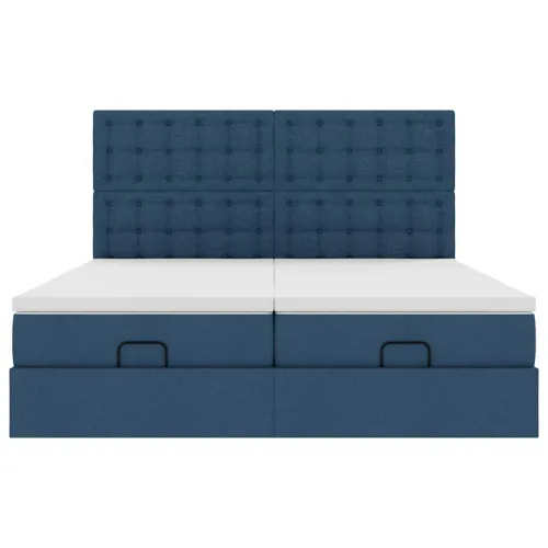 otoman okvir kreveta s madracima plavi 200x200cm tkanine - Plava 200 x 200 cm gumbi Cijena