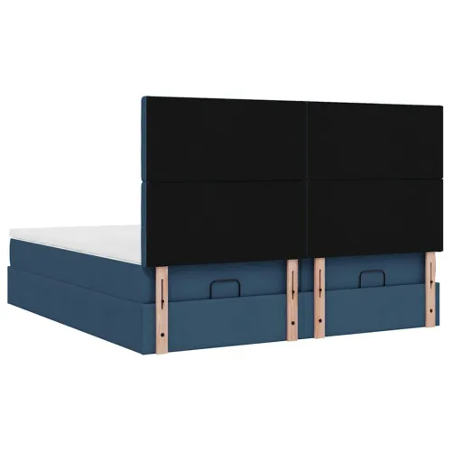 otoman okvir kreveta s madracima plavi 200x200cm tkanine - Plava 200 x 200 cm gumbi Cijena