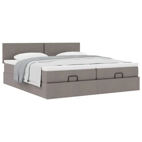 otoman okvir kreveta s madracima smeđesivi 200x200cm tkanine - Sivo-smeđa 200 x 200 cm Gladak dizajn Cijena