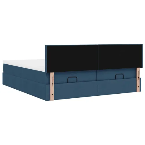 otoman okvir kreveta s madracima plavi 200x200cm tkanine - Plava 200 x 200 cm Gladak dizajn Cijena