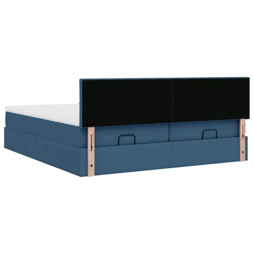 otoman okvir kreveta s madracima plavi 180x200cm od tkanine - Plava 180 x 200 cm Blok s kvadratima Cijena
