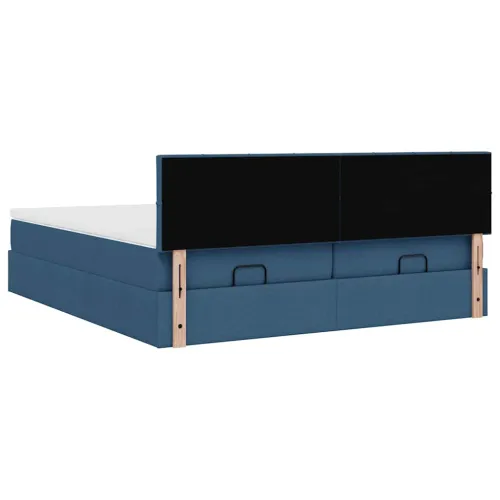 otoman okvir kreveta s madracima plavi 200x200cm tkanine - Plava 200 x 200 cm Blok s kvadratima Cijena