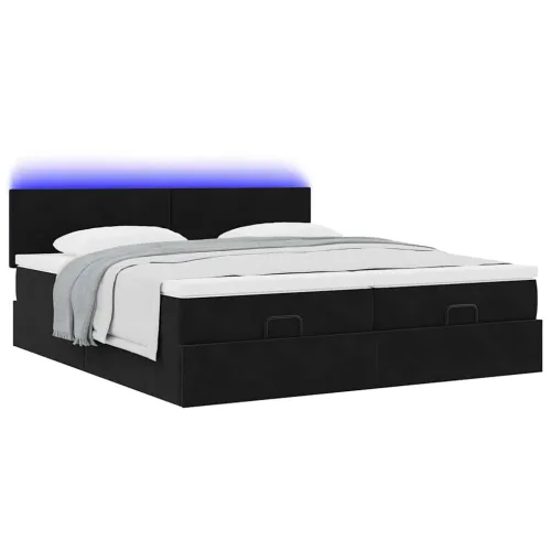 otoman okvir kreveta s madracima crni 200x200cm baršunasti - Crna 200 x 200 cm Gladak dizajn Cijena