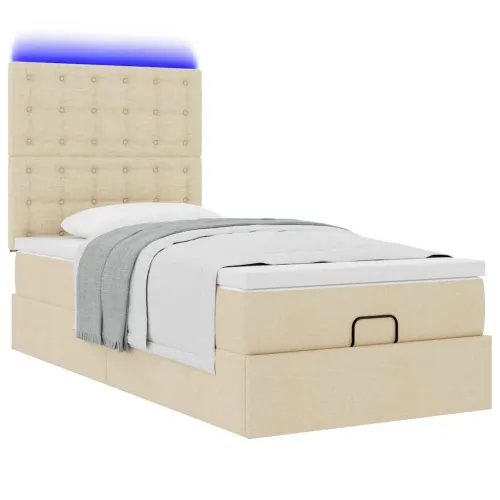 otoman okvir kreveta s madraca krem 80x200cm od tkanine - Krema 80 x 200 cm gumbi Krema Cijena
