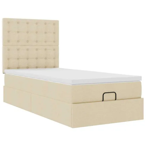 otoman okvir kreveta s madraca krem 80x200cm od tkanine - Krema 80 x 200 cm gumbi Krema Cijena