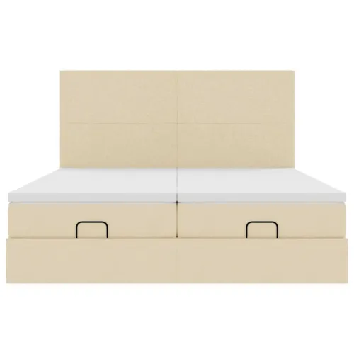 otoman okvir kreveta s madracima krem 200x200cm od tkanine - Krema 200 x 200 cm Gladak dizajn Cijena