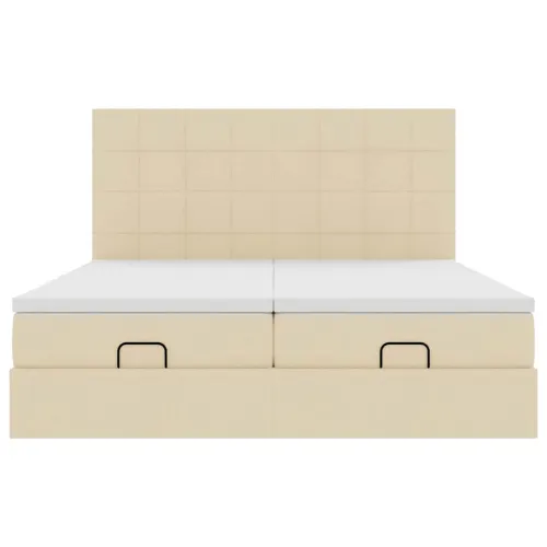 otoman okvir kreveta s madracima krem 160x200cm od tkanine - Krema 160 x 200 cm Blok s kvadratima Cijena