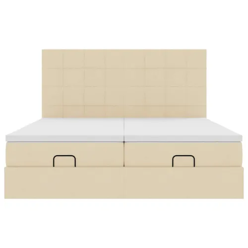 otoman okvir kreveta s madracima krem 200x200cm od tkanine - Krema 200 x 200 cm Blok s kvadratima Cijena