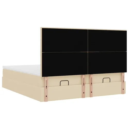 otoman okvir kreveta s madracima krem 200x200cm od tkanine - Krema 200 x 200 cm Blok s kvadratima Cijena