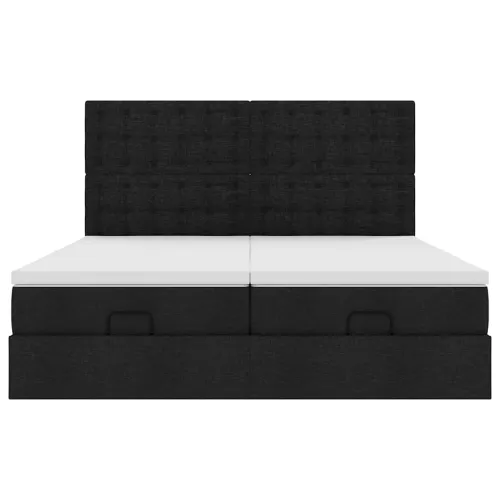 otoman okvir kreveta s madracima crni 180x200cm od tkanine - Crna 180 x 200 cm gumbi Cijena