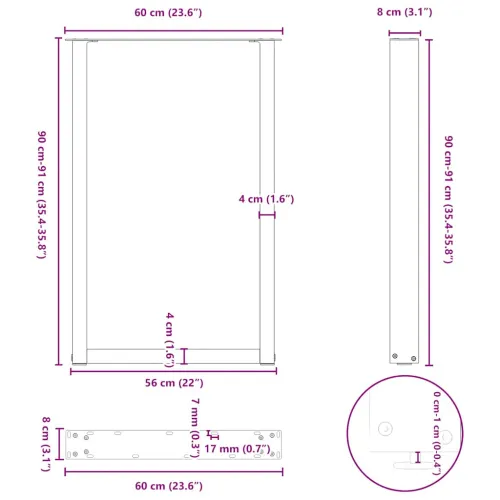 Noge za barski stol U-oblika 2 kom Crne 60 x (90-91) cm Čelik - Crna 60 x (90-91) cm 2 Cijena