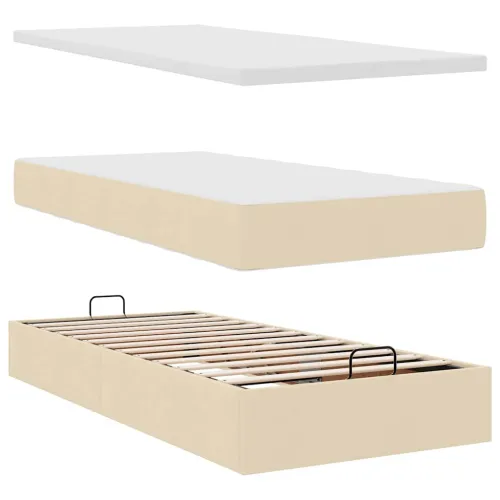 otoman okvir kreveta s madraca krem 80x200cm od tkanine - Krema 80 x 200 cm Gladak dizajn Krema Cijena