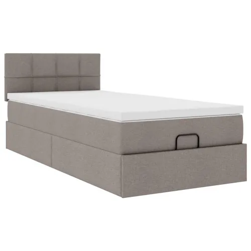 otoman krevet s madracem smeđesivi 100x200 cm tkanine - Sivo-smeđa 100 x 200 cm Blok s kvadratima Cijena