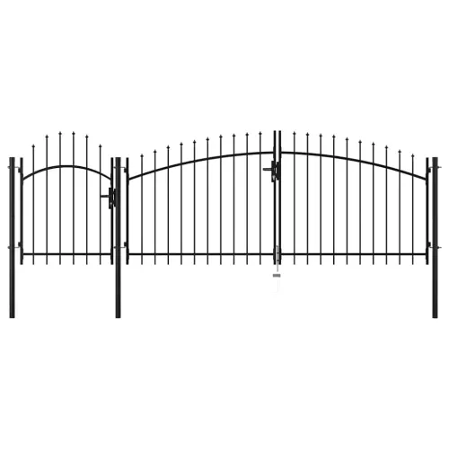 Dvorišna vrata - Vrtna vrata Woerden čelik 1,25x4 m crna - Crna 400 x 125 cm 400 x 125 cm Crna Cijena