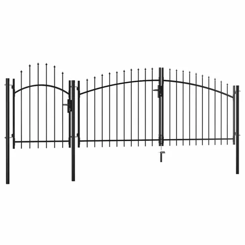 Dvorišna vrata - Vrtna vrata Woerden čelik 1,75x4 m crna - Crna 400 x 175 cm 400 x 175 cm Crna Cijena