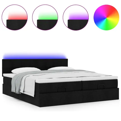 Okvir kreveta s madracima crni 160x200cm od tkanine - Crna 160 x 200 cm Blok s kvadratima Cijena