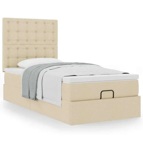 otoman okvir kreveta s madraca krem 80x200cm od tkanine - Krema 80 x 200 cm gumbi Krema Cijena