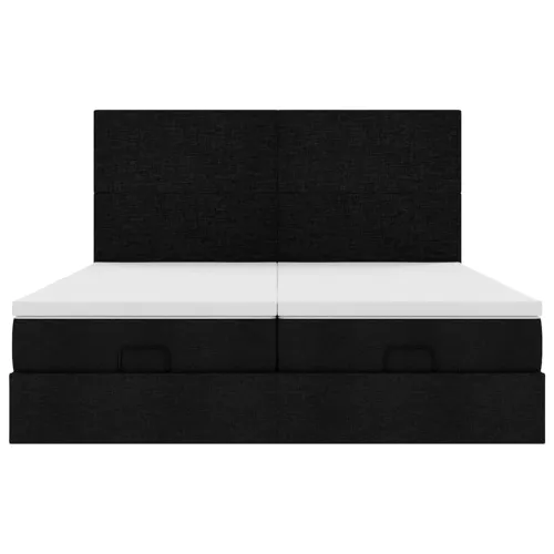 otoman okvir kreveta s madracima crni 180x200cm od tkanine - Crna 180 x 200 cm Gladak dizajn Cijena