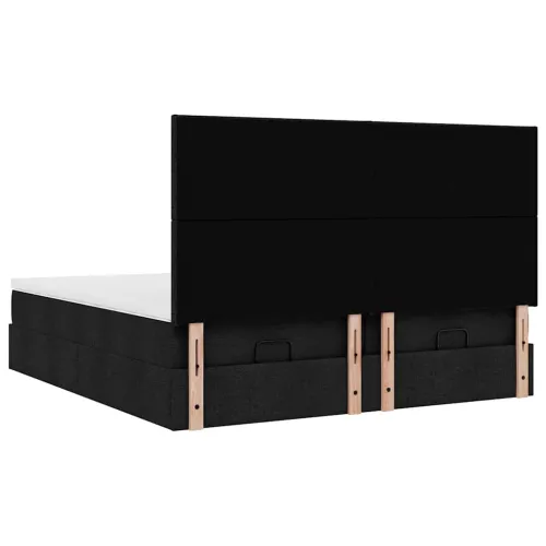otoman okvir kreveta s madracima crni 180x200cm od tkanine - Crna 180 x 200 cm Gladak dizajn Cijena