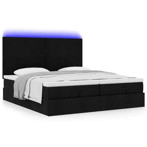 otoman okvir kreveta s madracima crni 200x200cm od tkanine - Crna 200 x 200 cm Gladak dizajn Cijena