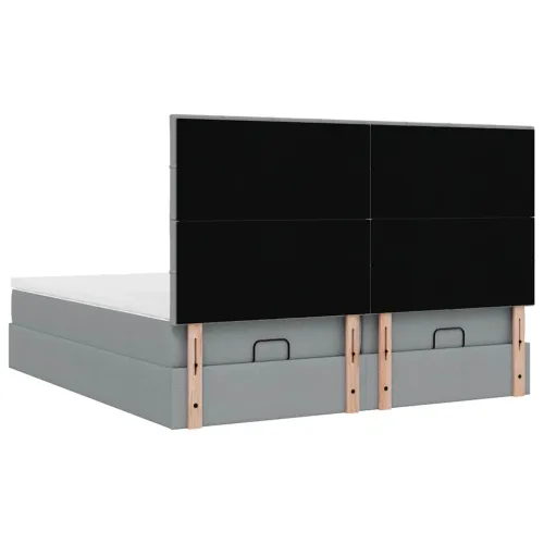 Okvir kreveta s madracima svijetlosivi 160x200cm od tkanine - Svjetlosiva 160 x 200 cm Blok s kvadratima Cijena