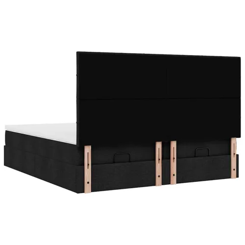 Okvir kreveta s madracima crni 160x200cm od tkanine - Crna 160 x 200 cm Blok s kvadratima Cijena