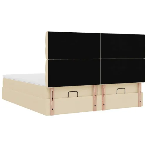 otoman okvir kreveta s madracima krem 200x200cm od tkanine - Krema 200 x 200 cm Dizajn s gumbima Cijena