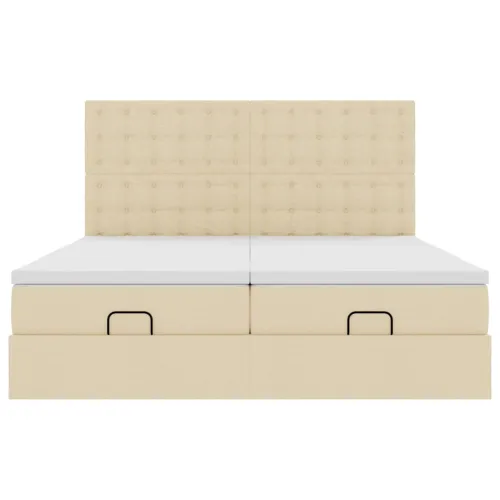 otoman okvir kreveta s madracima krem 200x200cm od tkanine - Krema 200 x 200 cm gumbi Cijena