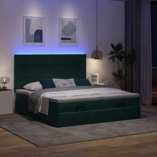 Okvir kreveta s madracima tamnozeleni 160x200cm baršunasti - Tamnozelena 160 x 200 cm Blok s kvadratima Cijena