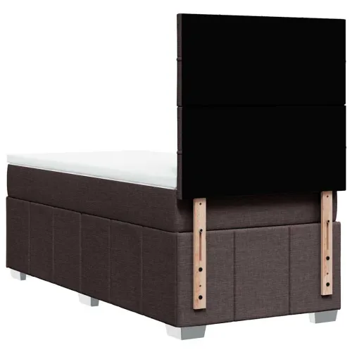 Boxspring - Krevet s oprugama i madracem tamnosmeđi 90 x 200 cm od tkanine - Tamno smeđa 90 x 200 cm Blok s kvadratima Tamno sme Cijena