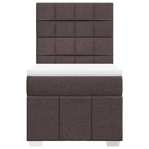 Boxspring - Krevet s oprugama i madracem tamnosmeđi 90 x 200 cm od tkanine - Tamno smeđa 90 x 200 cm Blok s kvadratima Tamno sme Cijena