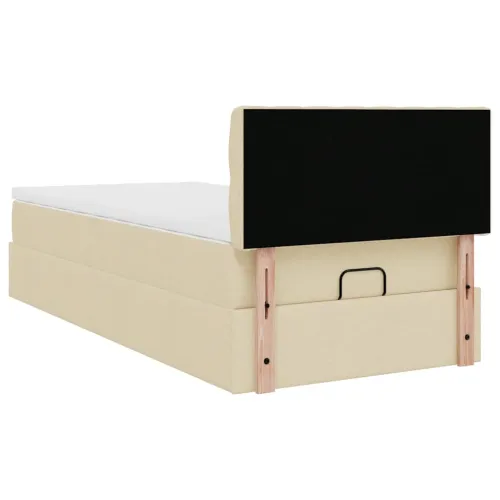otoman okvir kreveta s madraca krem 80x200cm od tkanine - Krema 80 x 200 cm Dizajn s gumbima Krema Cijena