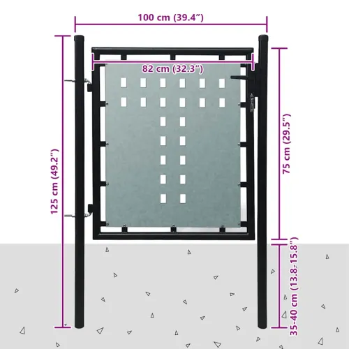 Crna jednokrilna vrata za ogradu 100x75 cm - Crna 100 x 75 cm Cijena
