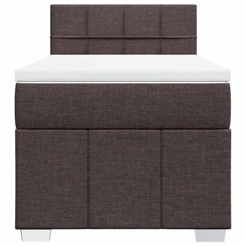 Boxspring - Krevet s oprugama i madracem tamnosmeđi 90 x 200 cm od tkanine - Tamno smeđa 90 x 200 cm Blok s kvadratima Tamno sme Cijena