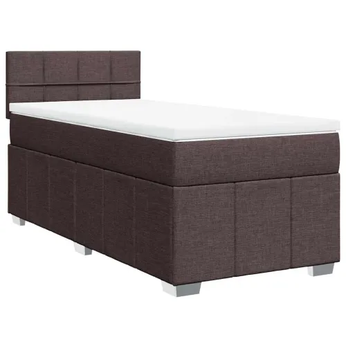Boxspring - Krevet s oprugama i madracem tamnosmeđi 90 x 200 cm od tkanine - Tamno smeđa 90 x 200 cm Blok s kvadratima Tamno sme Cijena