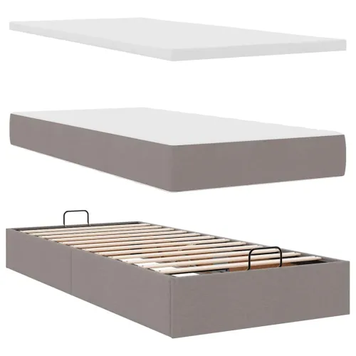 otoman okvir kreveta s madraca smeđesivi 100x200cm tkanine - Sivo-smeđa 100 x 200 cm Gladak dizajn Cijena