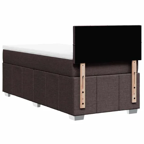 Boxspring - Krevet s oprugama i madracem tamnosmeđi 90 x 200 cm od tkanine - Tamno smeđa 90 x 200 cm Blok s kvadratima Tamno sme Cijena