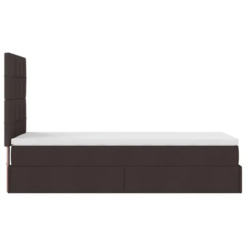 otoman krevet s madracem i LED tamnosmeđi 90x200 cm tkanine - Tamno smeđa 90 x 200 cm Blok s kvadratima Tamno smeđa Cijena
