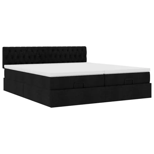 otoman okvir kreveta s madracima crni 200x200cm od tkanine - Crna 200 x 200 cm Dizajn s gumbima Cijena