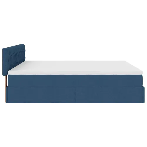 otoman okvir kreveta s madracima plavi 200x200cm tkanine - Plava 200 x 200 cm Dizajn s gumbima Cijena