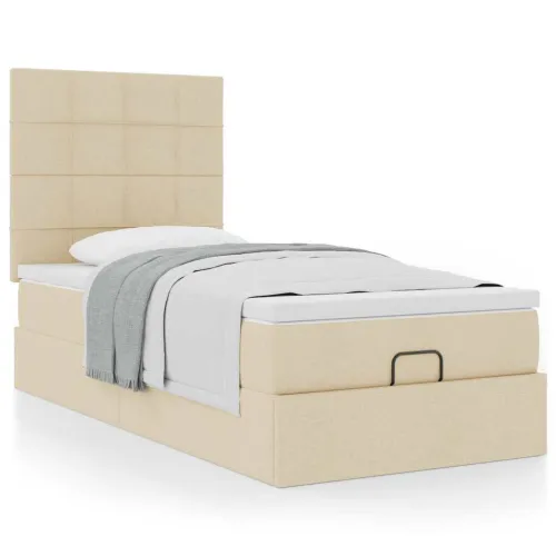 otoman okvir kreveta s madraca krem 80x200cm od tkanine - Krema 80 x 200 cm Blok s kvadratima Krema Cijena