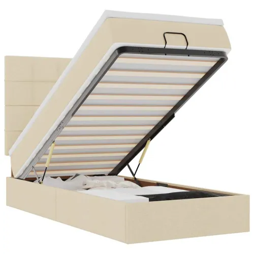 otoman okvir kreveta s madraca krem 80x200cm od tkanine - Krema 80 x 200 cm Blok s kvadratima Krema Cijena