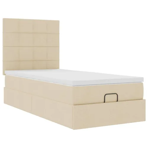 otoman okvir kreveta s madraca krem 80x200cm od tkanine - Krema 80 x 200 cm Blok s kvadratima Krema Cijena