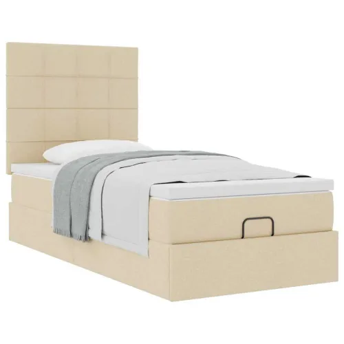otoman okvir kreveta s madraca krem 80x200cm od tkanine - Krema 80 x 200 cm Blok s kvadratima Krema Cijena