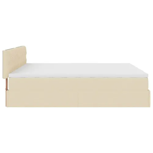 otoman okvir kreveta s madracima krem 200x200cm od tkanine - Krema 200 x 200 cm Dizajn s gumbima Cijena