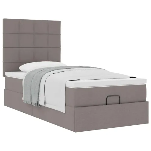 otoman krevet s madracem smeđesivi 100x200 cm tkanine - Sivo-smeđa 100 x 200 cm Blok s kvadratima Cijena