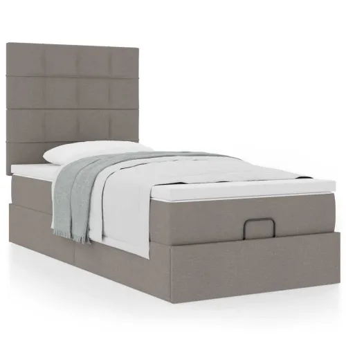 otoman krevet s madracem smeđesivi 100x200 cm tkanine - Sivo-smeđa 100 x 200 cm Blok s kvadratima Cijena