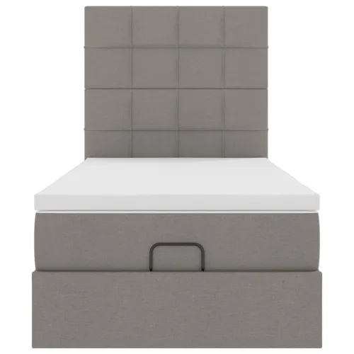 otoman krevet s madracem smeđesivi 100x200 cm tkanine - Sivo-smeđa 100 x 200 cm Blok s kvadratima Cijena