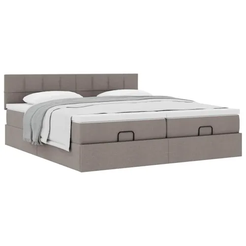 otoman okvir kreveta s madracima smeđesivi 200x200cm tkanine - Sivo-smeđa 200 x 200 cm Blok s kvadratima Cijena
